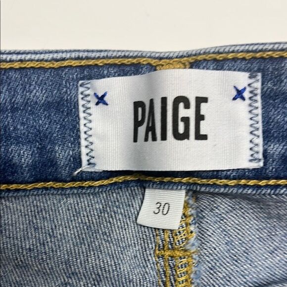 PAIGE Blue Jean Shorts Distressed Frayed Hem - Picture 10 of 14
